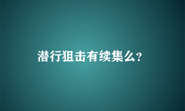 潜行狙击有续集么？