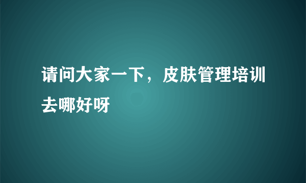 请问大家一下，皮肤管理培训去哪好呀