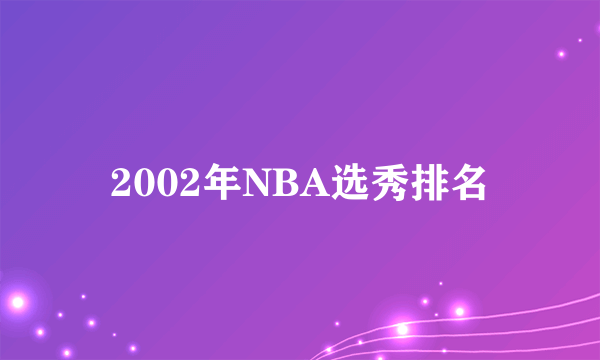 2002年NBA选秀排名