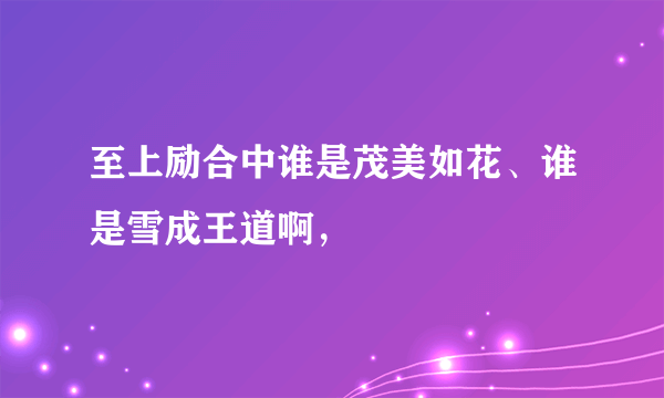 至上励合中谁是茂美如花、谁是雪成王道啊，