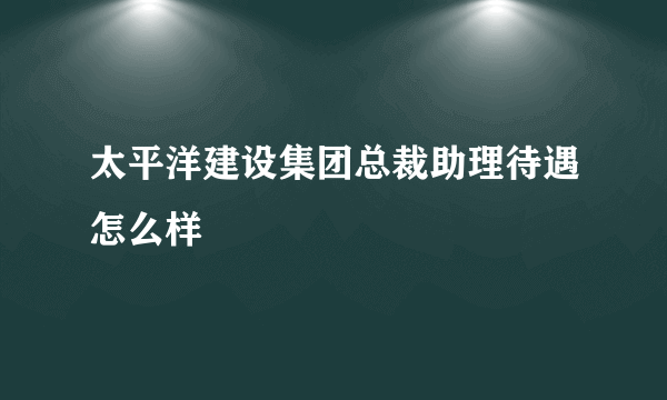 太平洋建设集团总裁助理待遇怎么样