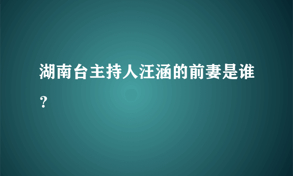 湖南台主持人汪涵的前妻是谁？