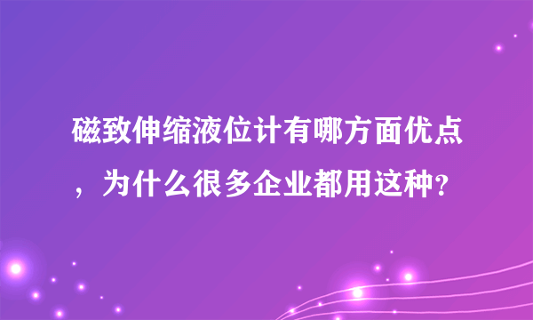 磁致伸缩液位计有哪方面优点，为什么很多企业都用这种？