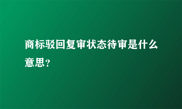 商标驳回复审状态待审是什么意思？