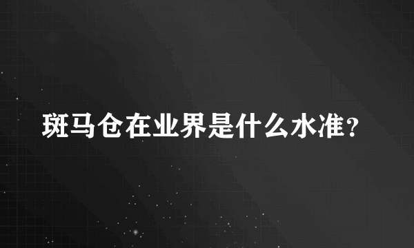 斑马仓在业界是什么水准？