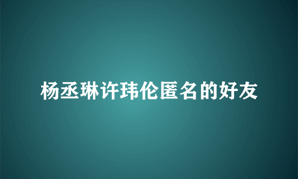 杨丞琳许玮伦匿名的好友