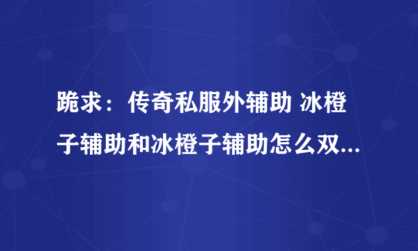 跪求：传奇私服外辅助 冰橙子辅助和冰橙子辅助怎么双开 就是...?