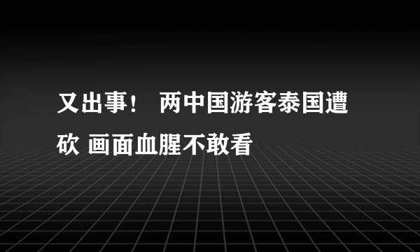 又出事！ 两中国游客泰国遭砍 画面血腥不敢看