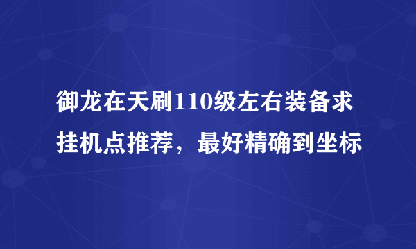 御龙在天刷110级左右装备求挂机点推荐，最好精确到坐标