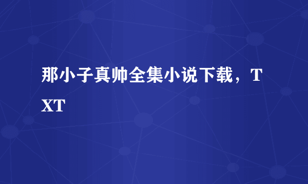 那小子真帅全集小说下载，TXT