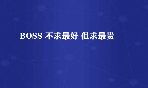 BOSS 不求最好 但求最贵