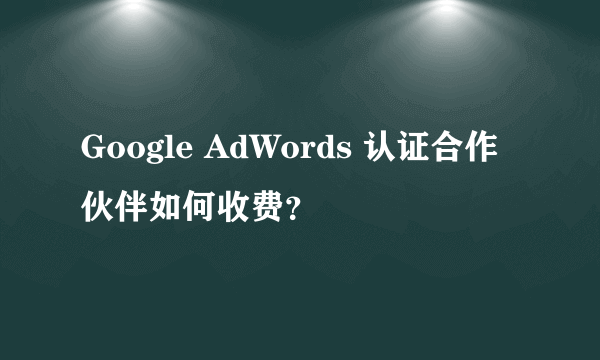 Google AdWords 认证合作伙伴如何收费？