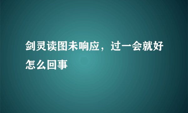 剑灵读图未响应，过一会就好怎么回事