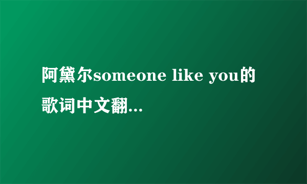 阿黛尔someone like you的歌词中文翻译是什么意思