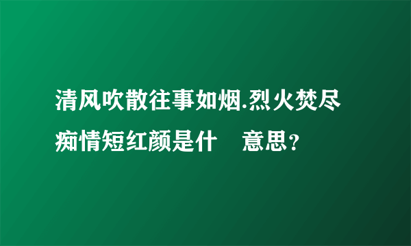 清风吹散往事如烟.烈火焚尽痴情短红颜是什麼意思？