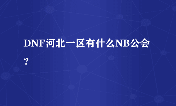 DNF河北一区有什么NB公会？