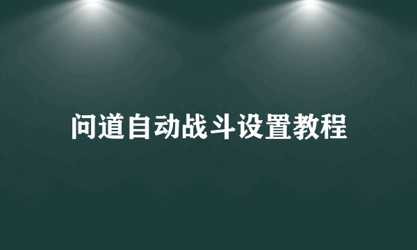 问道自动战斗设置教程