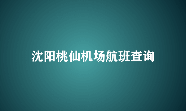 沈阳桃仙机场航班查询