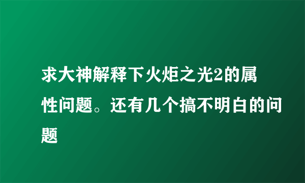 求大神解释下火炬之光2的属性问题。还有几个搞不明白的问题