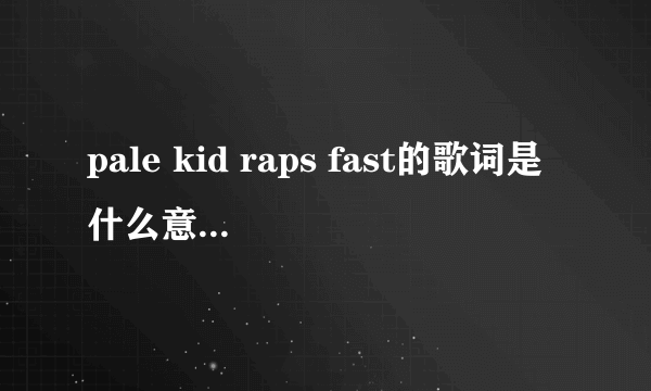 pale kid raps fast的歌词是什么意思，求翻译