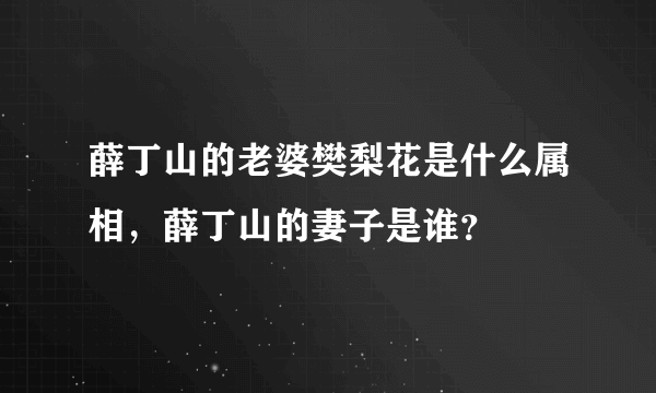 薛丁山的老婆樊梨花是什么属相，薛丁山的妻子是谁？