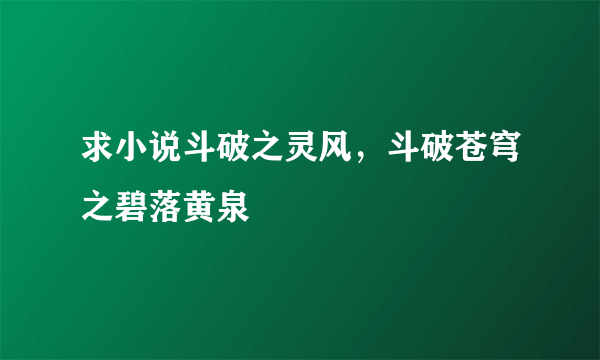 求小说斗破之灵风，斗破苍穹之碧落黄泉