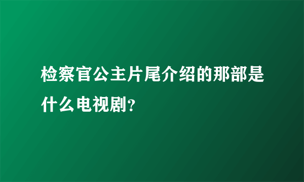 检察官公主片尾介绍的那部是什么电视剧？