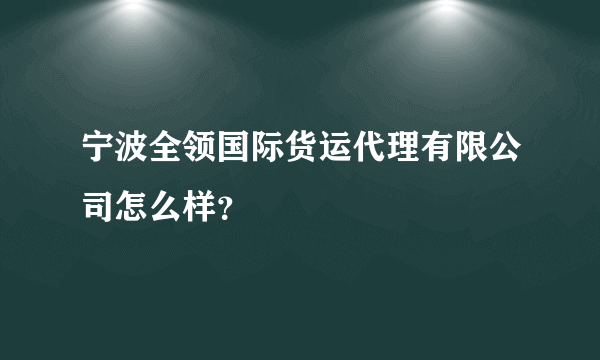 宁波全领国际货运代理有限公司怎么样？