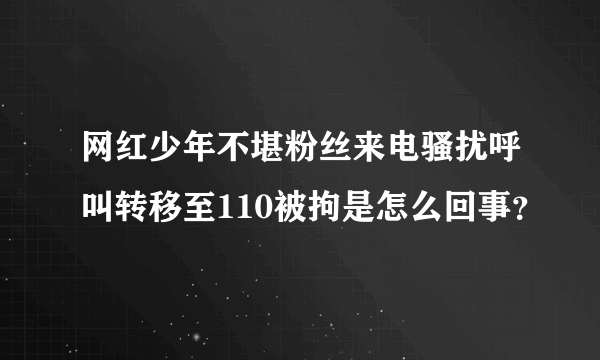 网红少年不堪粉丝来电骚扰呼叫转移至110被拘是怎么回事？