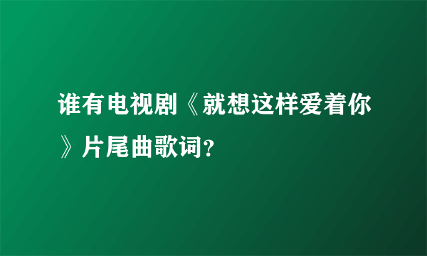 谁有电视剧《就想这样爱着你》片尾曲歌词？