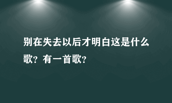 别在失去以后才明白这是什么歌？有一首歌？