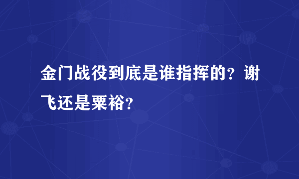 金门战役到底是谁指挥的？谢飞还是粟裕？