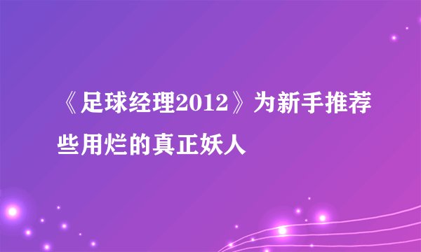 《足球经理2012》为新手推荐些用烂的真正妖人