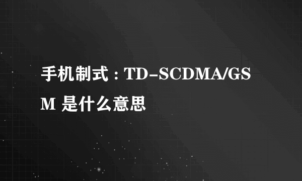 手机制式 : TD-SCDMA/GSM 是什么意思