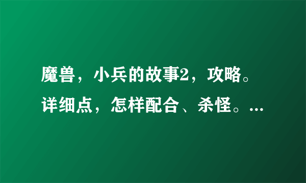 魔兽，小兵的故事2，攻略。详细点，怎样配合、杀怪。好的加分？