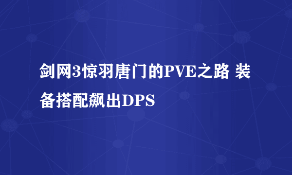 剑网3惊羽唐门的PVE之路 装备搭配飙出DPS