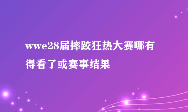 wwe28届摔跤狂热大赛哪有得看了或赛事结果