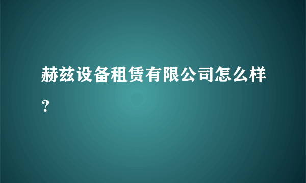 赫兹设备租赁有限公司怎么样？