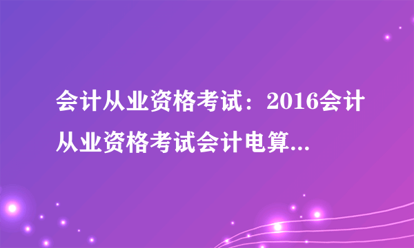 会计从业资格考试：2016会计从业资格考试会计电算化每日一练(8月30日)