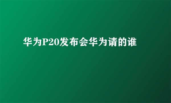 华为P20发布会华为请的谁