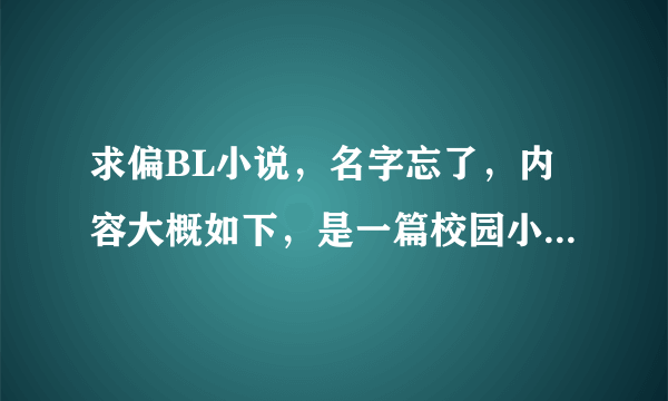 求偏BL小说，名字忘了，内容大概如下，是一篇校园小说，男主家族在那个校园的四大族之首，喜欢奶油小生