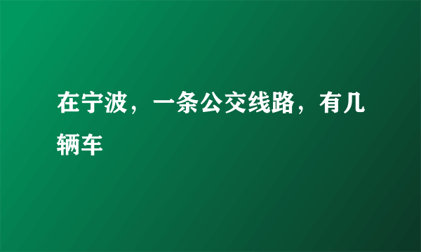 在宁波，一条公交线路，有几辆车