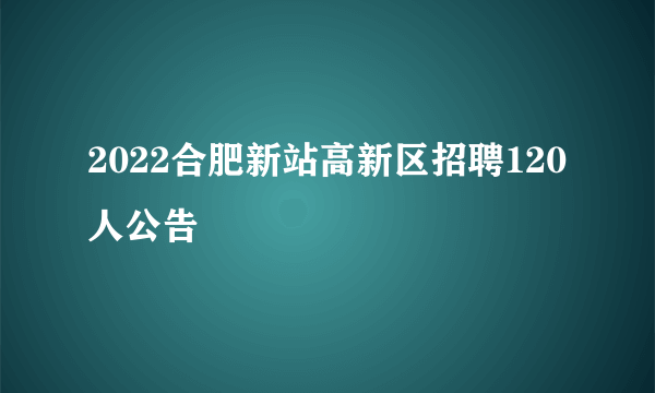 2022合肥新站高新区招聘120人公告