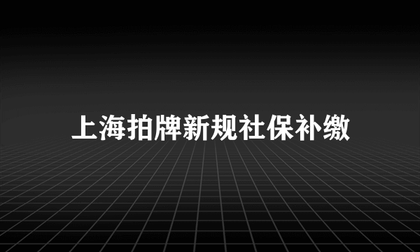 上海拍牌新规社保补缴