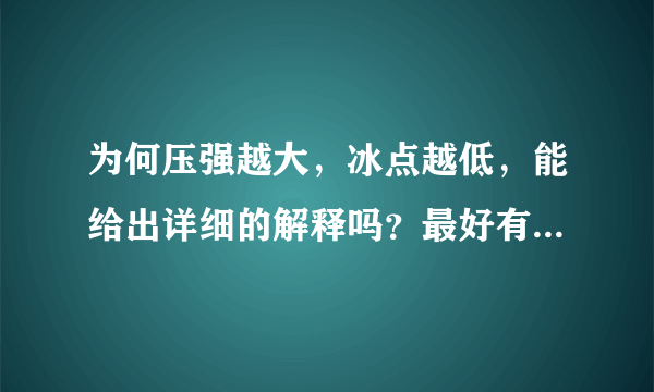 为何压强越大，冰点越低，能给出详细的解释吗？最好有公式推导！