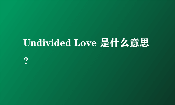 Undivided Love 是什么意思？