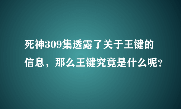 死神309集透露了关于王键的信息，那么王键究竟是什么呢？