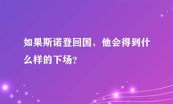 如果斯诺登回国，他会得到什么样的下场？