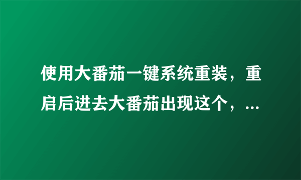 使用大番茄一键系统重装，重启后进去大番茄出现这个，怎么解决？