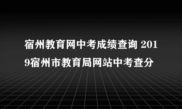 宿州教育网中考成绩查询 2019宿州市教育局网站中考查分